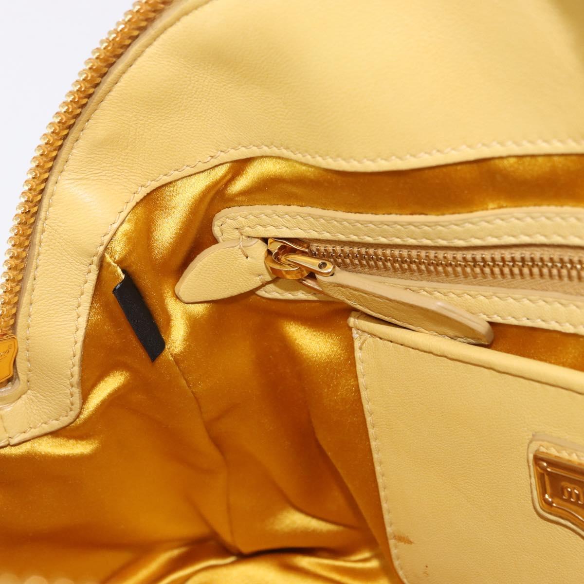 Miu Miu Matelasse Hand Bag Lamb Skin 2way Yellow Gold Auth 196355M
