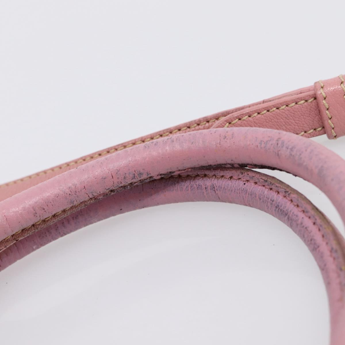 Miu Miu Hand Bag Leather 2way Pink Gold Auth 196356