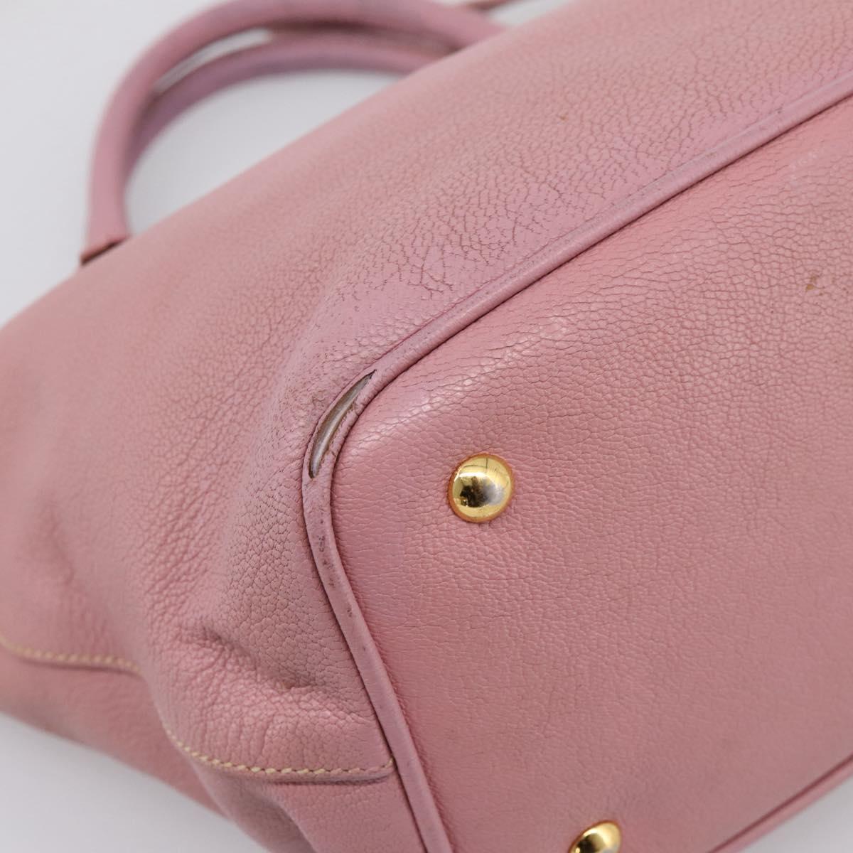 Miu Miu Hand Bag Leather 2way Pink Gold Auth 196356