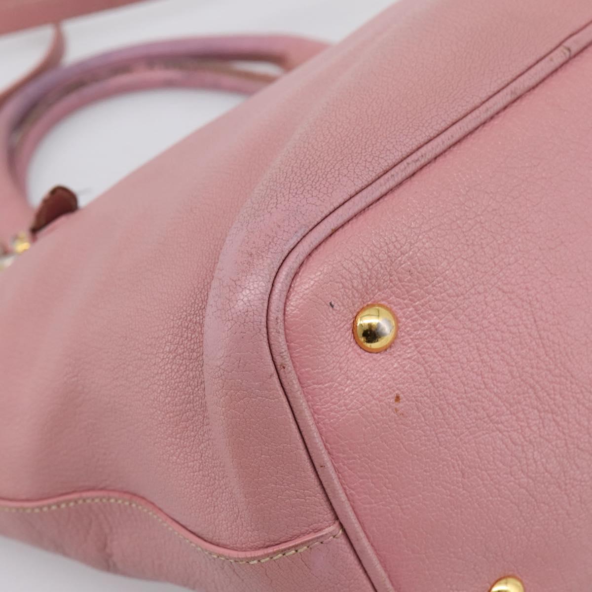 Miu Miu Hand Bag Leather 2way Pink Gold Auth 196356
