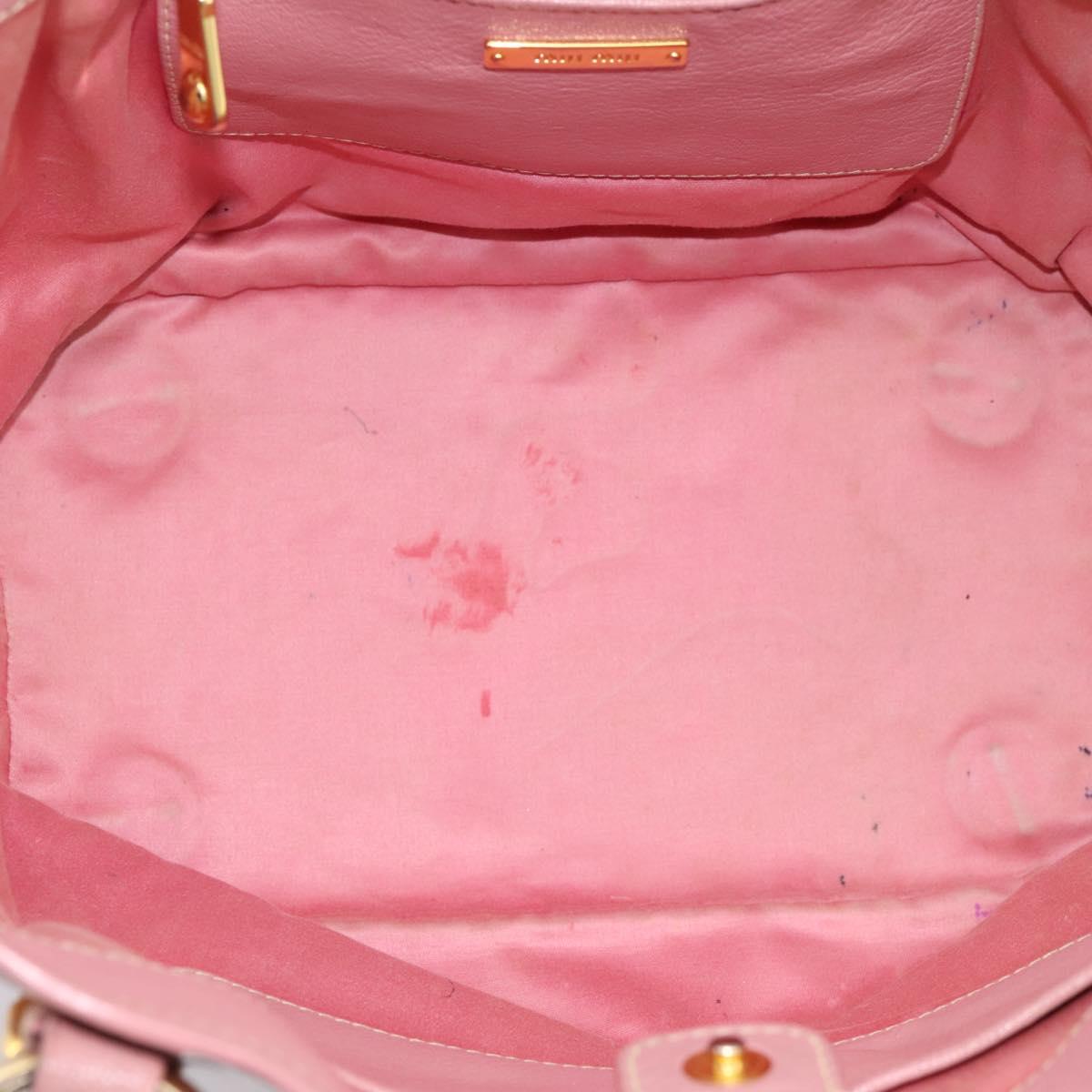Miu Miu Hand Bag Leather 2way Pink Gold Auth 196356