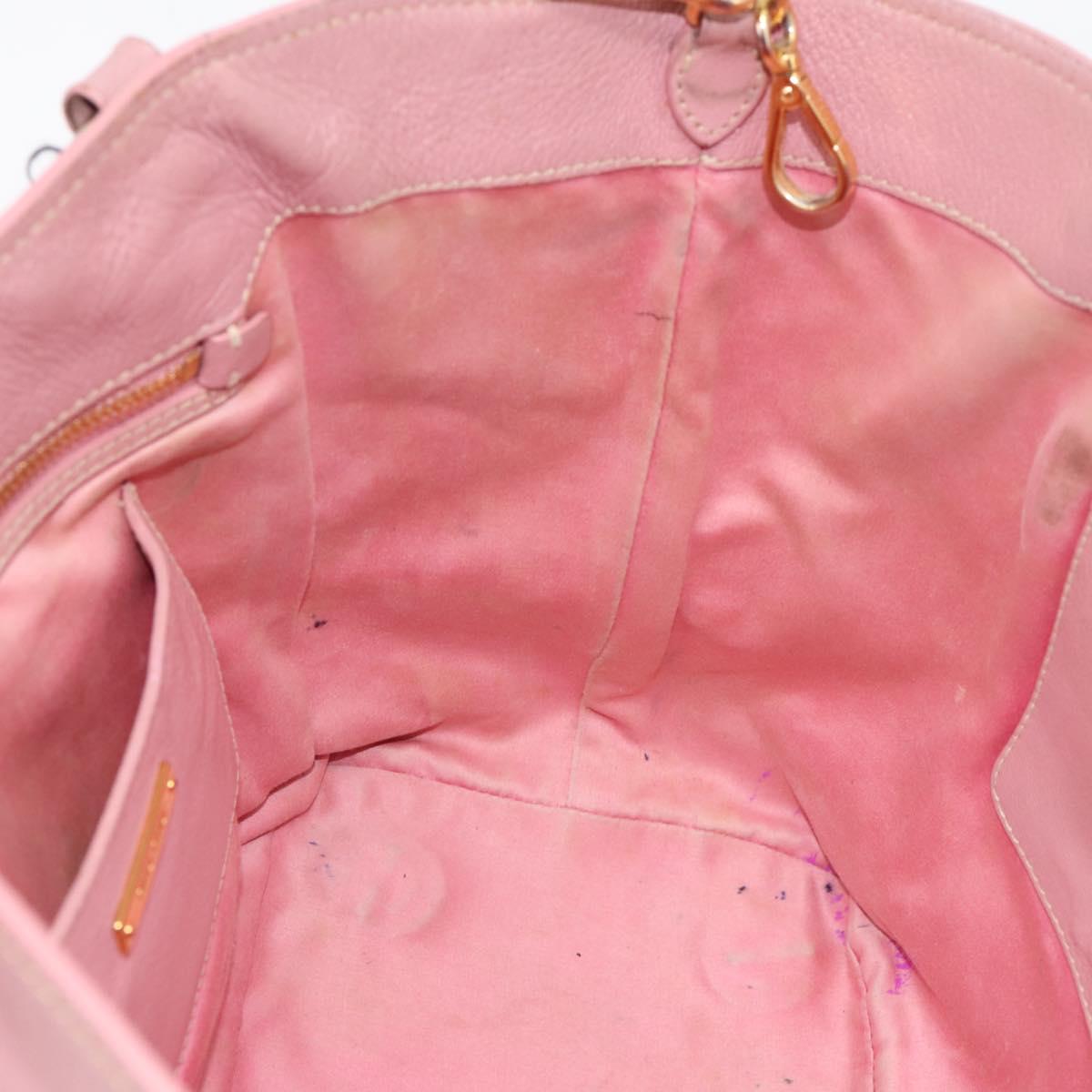 Miu Miu Hand Bag Leather 2way Pink Gold Auth 196356