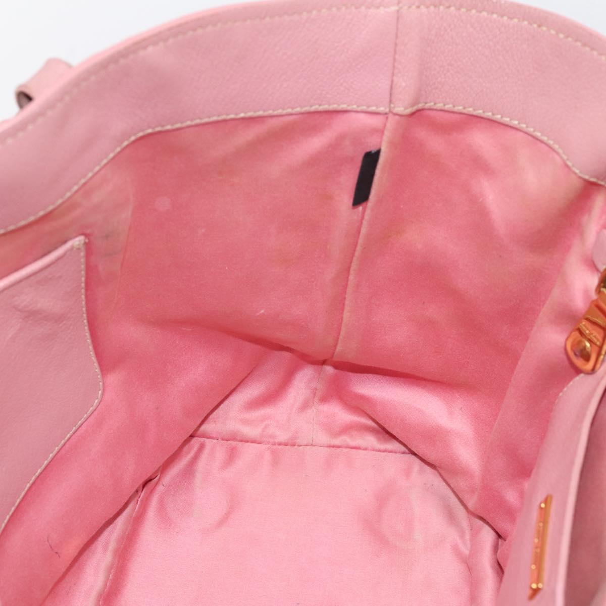 Miu Miu Hand Bag Leather 2way Pink Gold Auth 196356