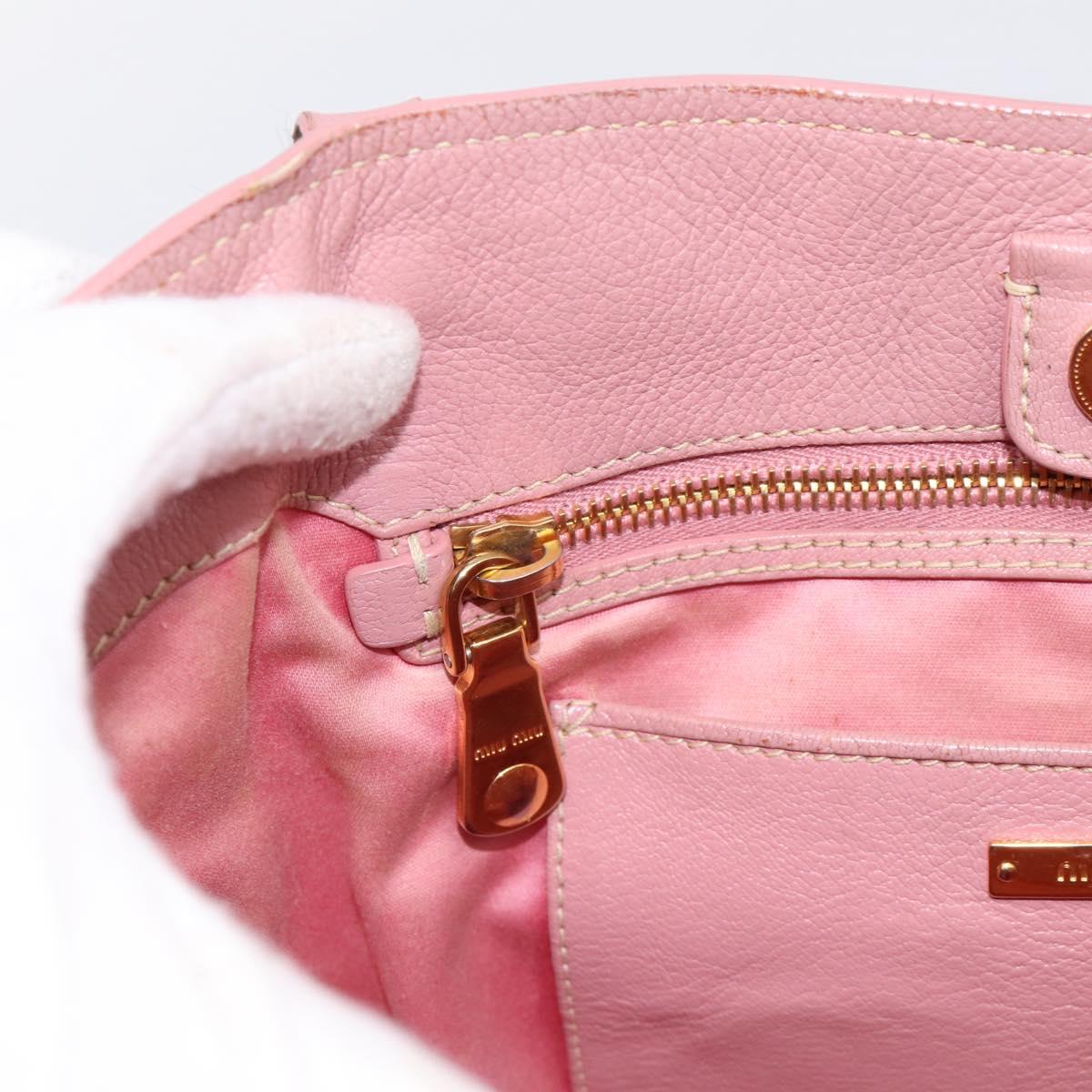 Miu Miu Hand Bag Leather 2way Pink Gold Auth 196356