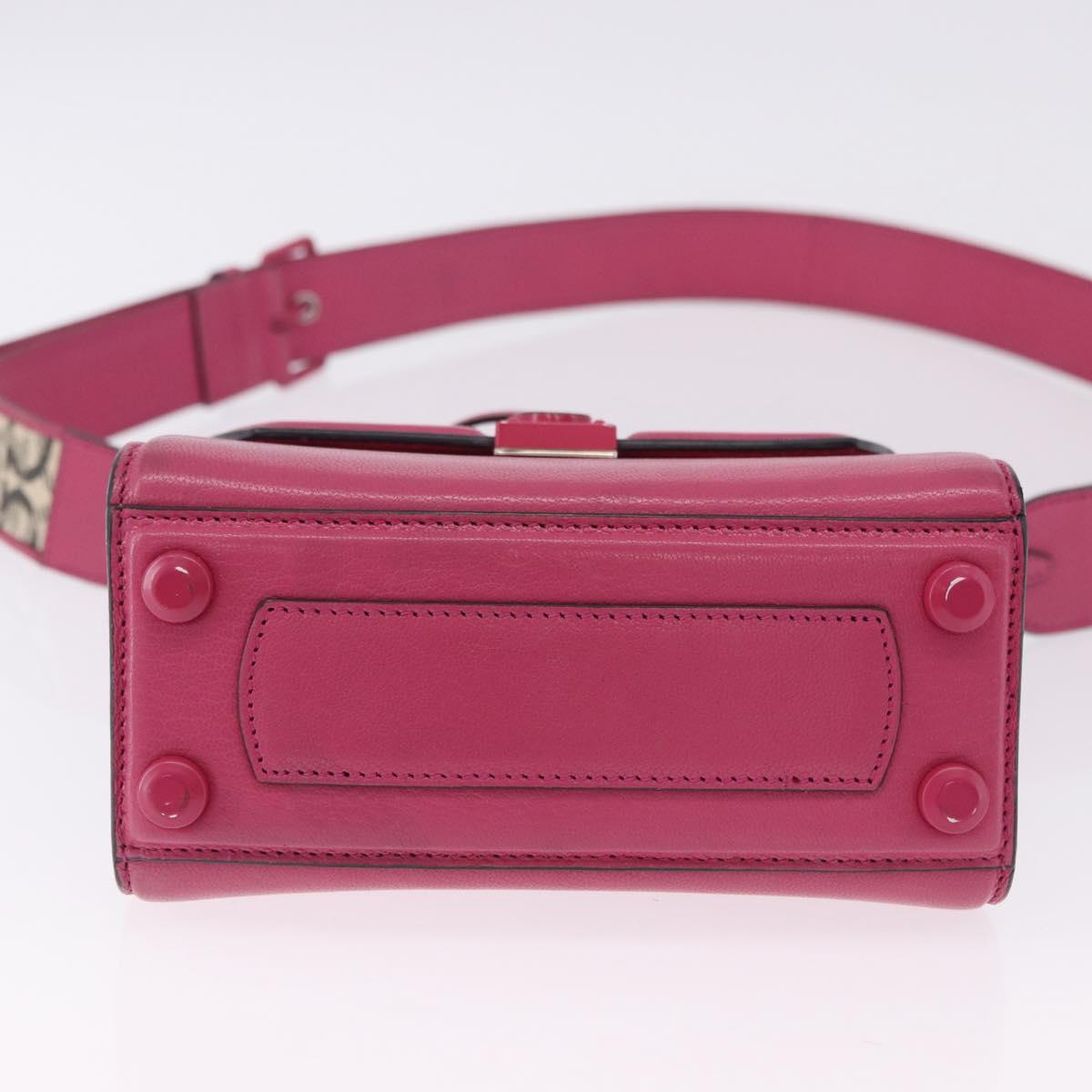 Salvatore Ferragamo Gancini Hand Bag Leather 2way Pink Silver Auth 196358A