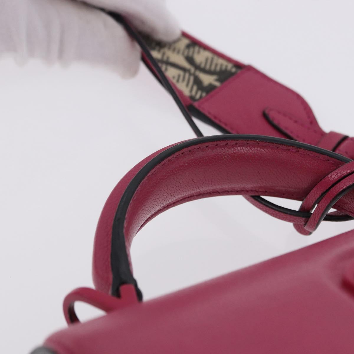 Salvatore Ferragamo Gancini Hand Bag Leather 2way Pink Silver Auth 196358A