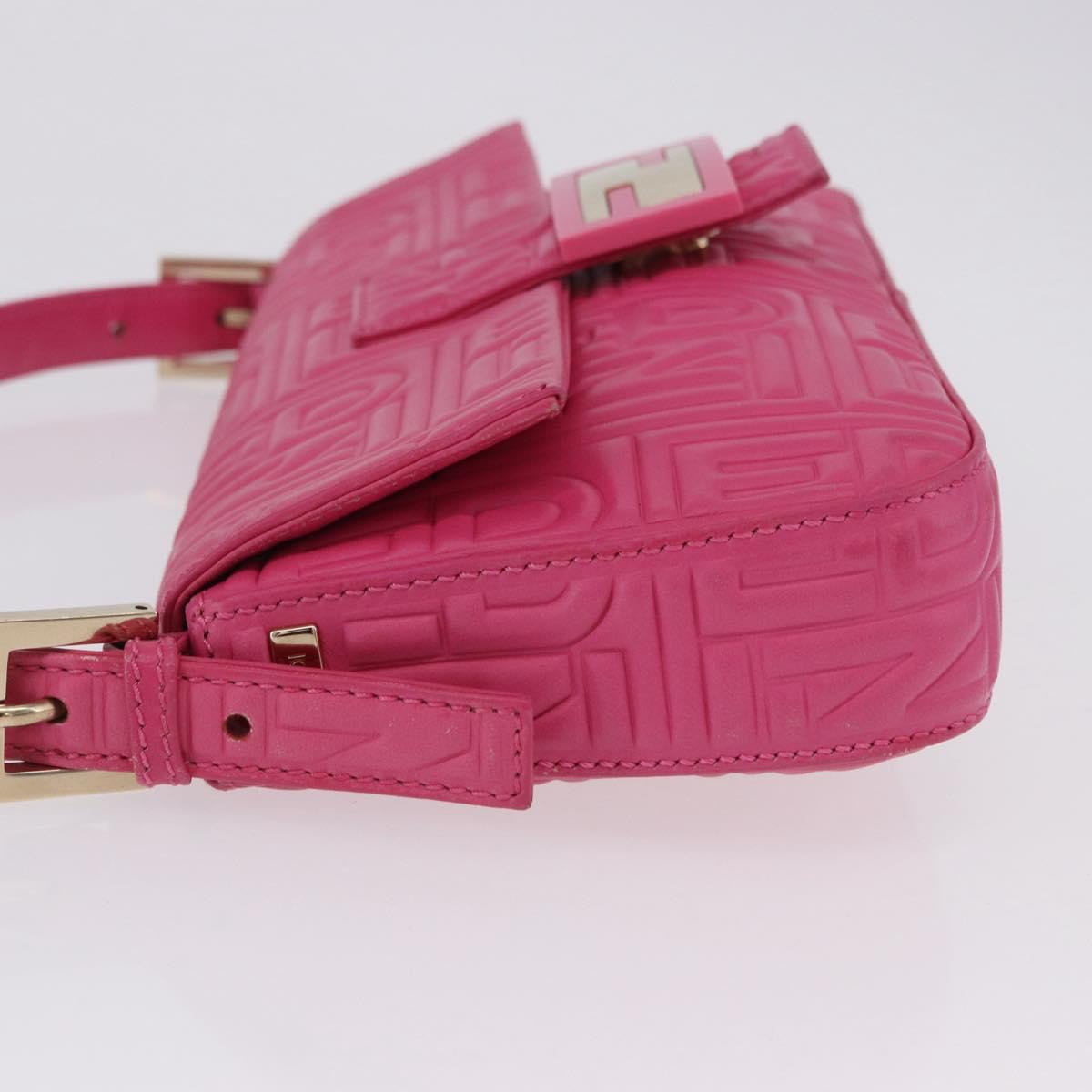 FENDI Mamma Baguette Shoulder Bag Leather Pink Gold Auth 196359M