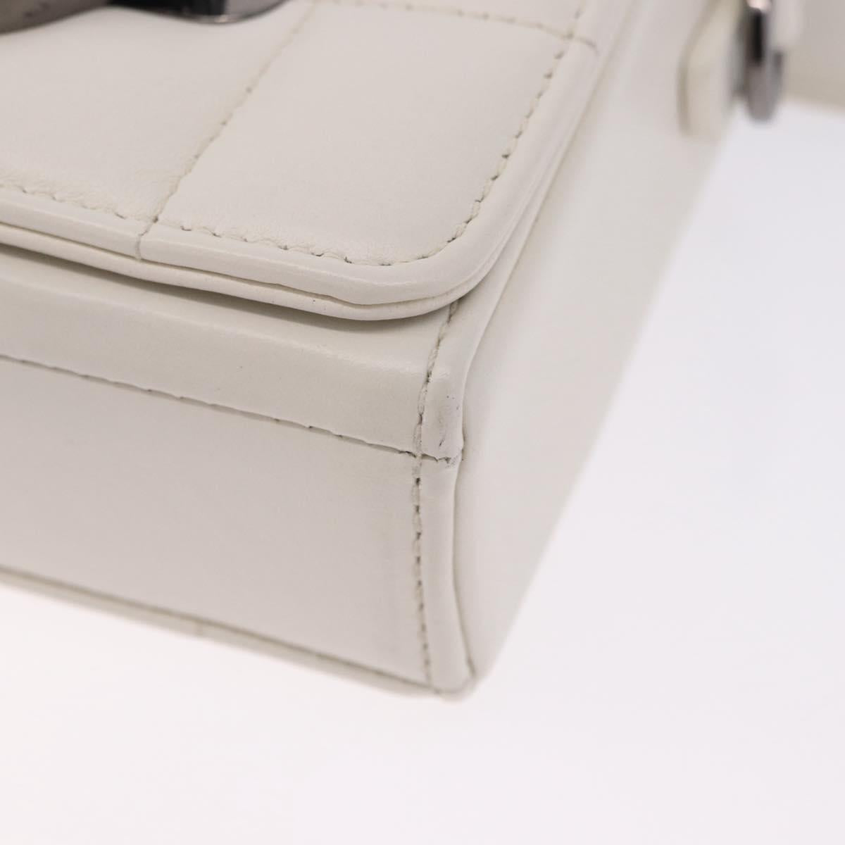 Christian Dior Cannage Dior Calo Shoulder Bag Leather 2way White Auth 196365A