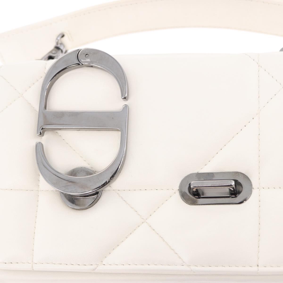 Christian Dior Cannage Dior Calo Shoulder Bag Leather 2way White Auth 196365A