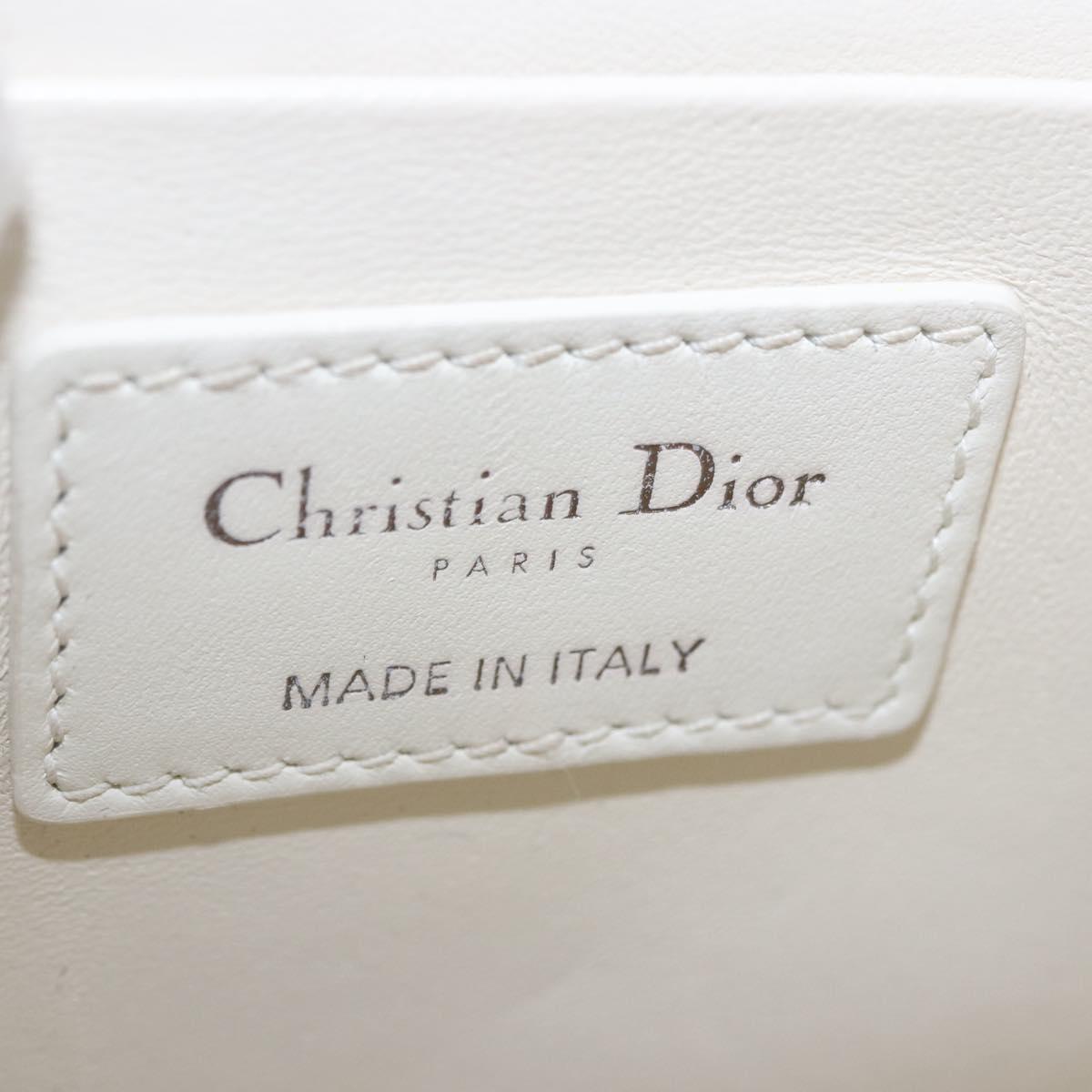 Christian Dior Cannage Dior Calo Shoulder Bag Leather 2way White Auth 196365A