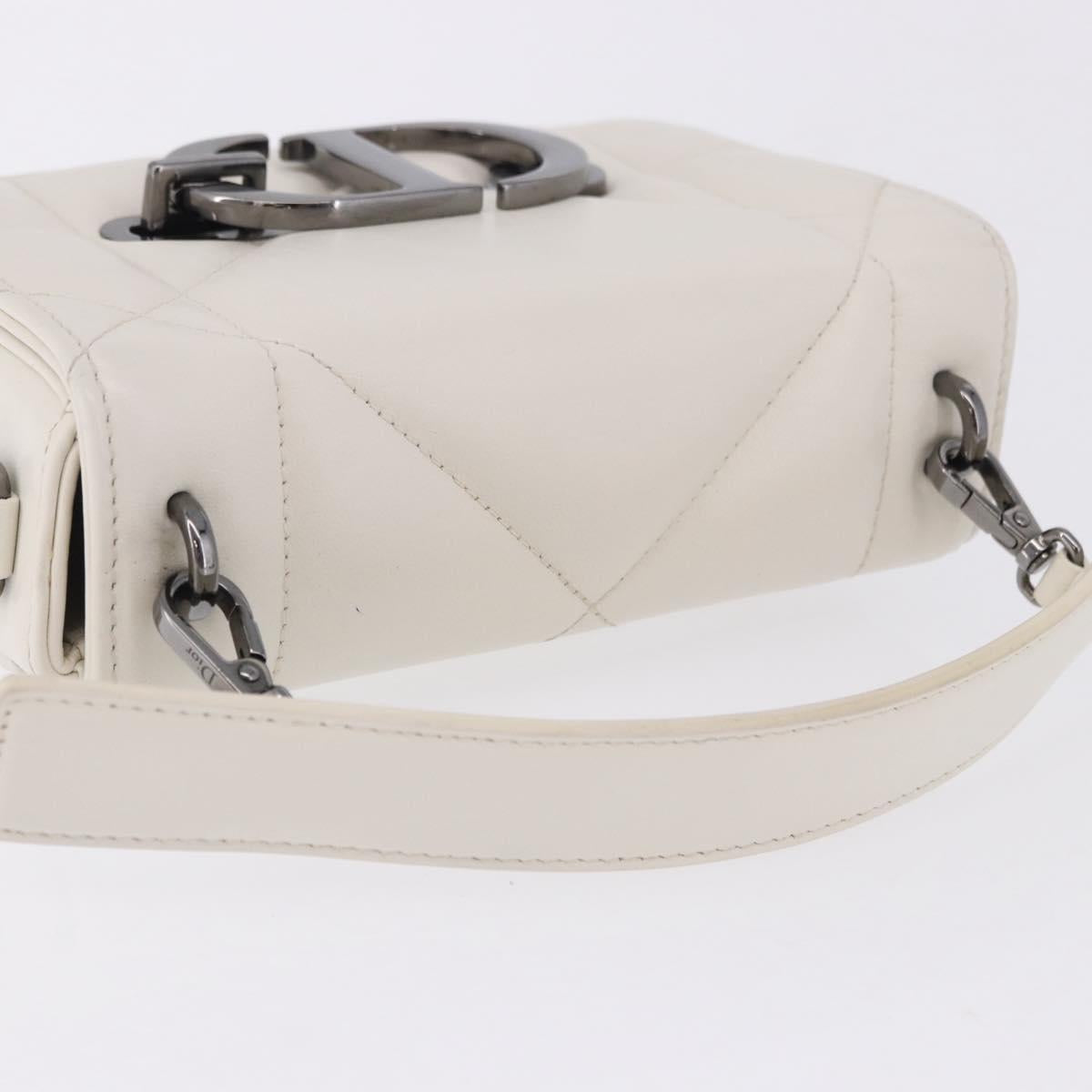 Christian Dior Cannage Dior Calo Shoulder Bag Leather 2way White Auth 196365A