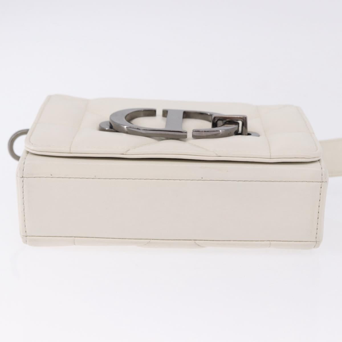 Christian Dior Cannage Dior Calo Shoulder Bag Leather 2way White Auth 196365A