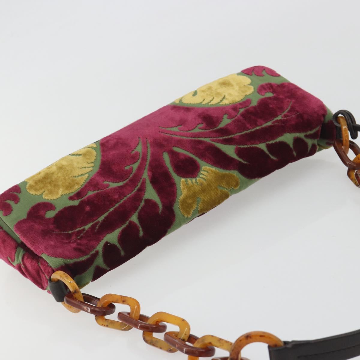 Miu Miu Chain Shoulder Bag Velor Bordeaux Silver Auth 196368A