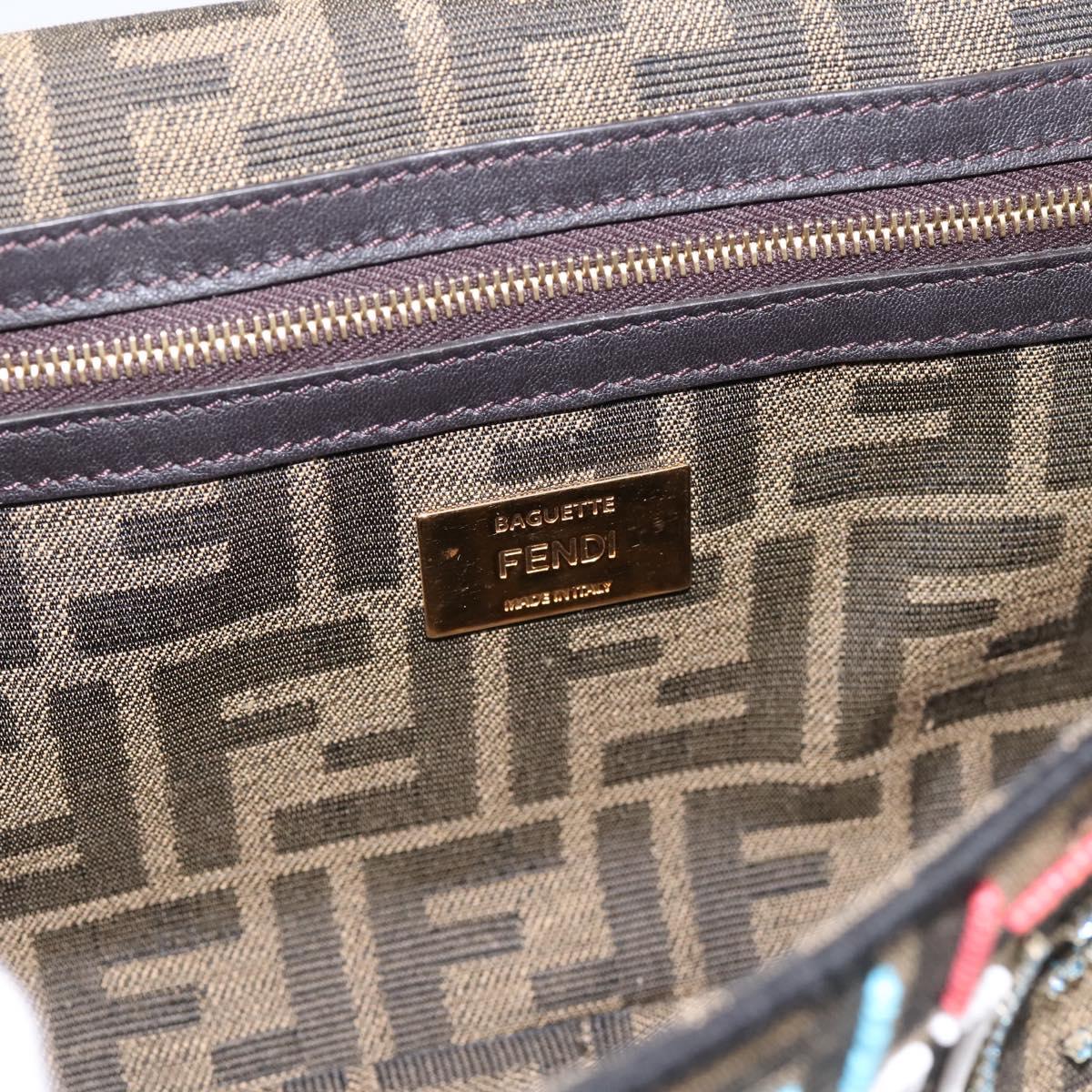 FENDI Zucca Canvas Mamma Baguette Shoulder Bag 2way Black Brown Auth 196370SAM
