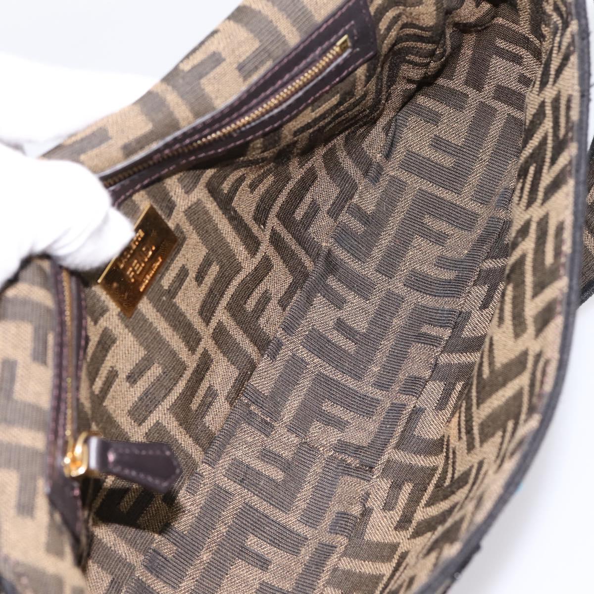 FENDI Zucca Canvas Mamma Baguette Shoulder Bag 2way Black Brown Auth 196370SAM