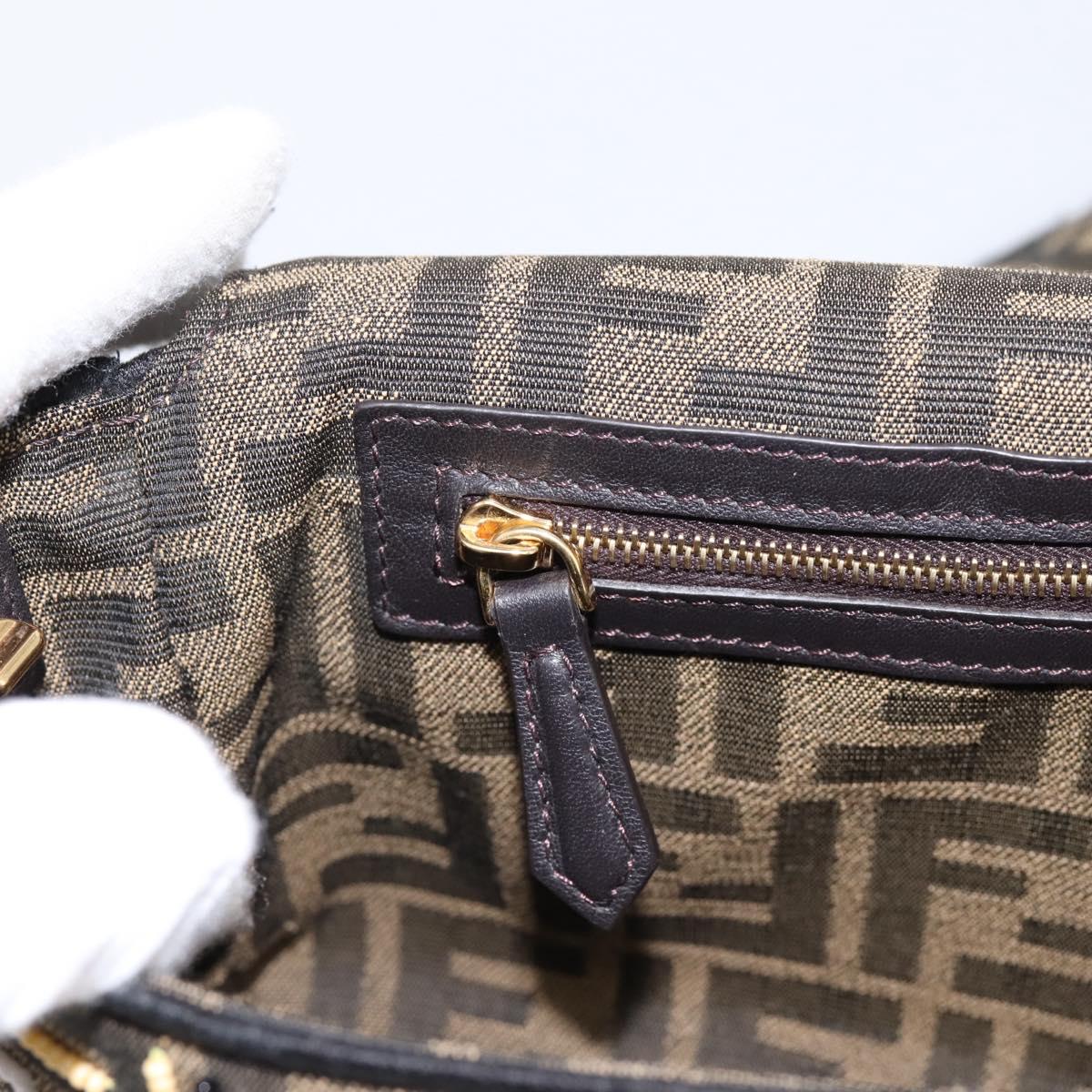 FENDI Zucca Canvas Mamma Baguette Shoulder Bag 2way Black Brown Auth 196370SAM
