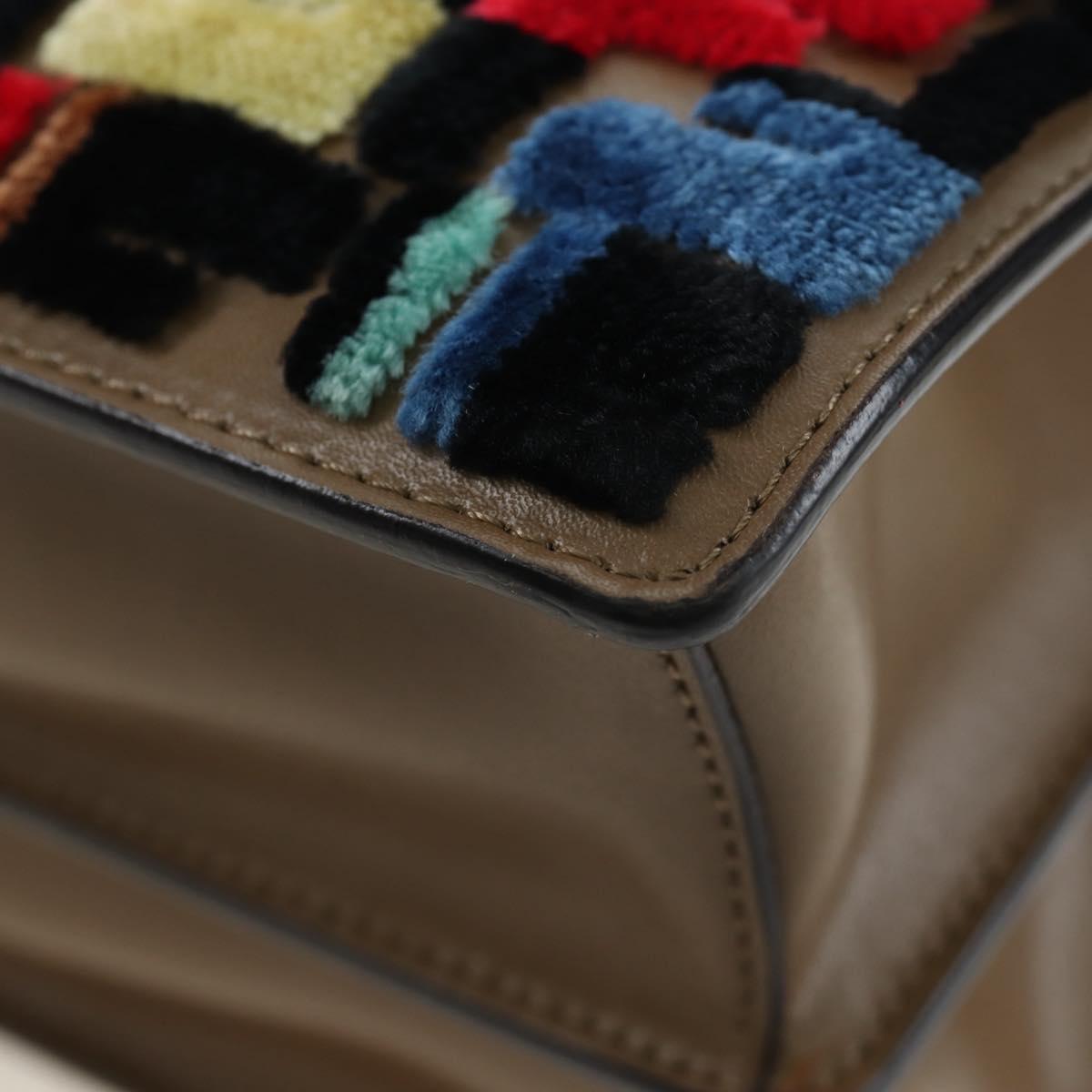 FENDI Zucca Canvas Canai Shoulder Bag Leather 2way Brown Gold Auth 196371M