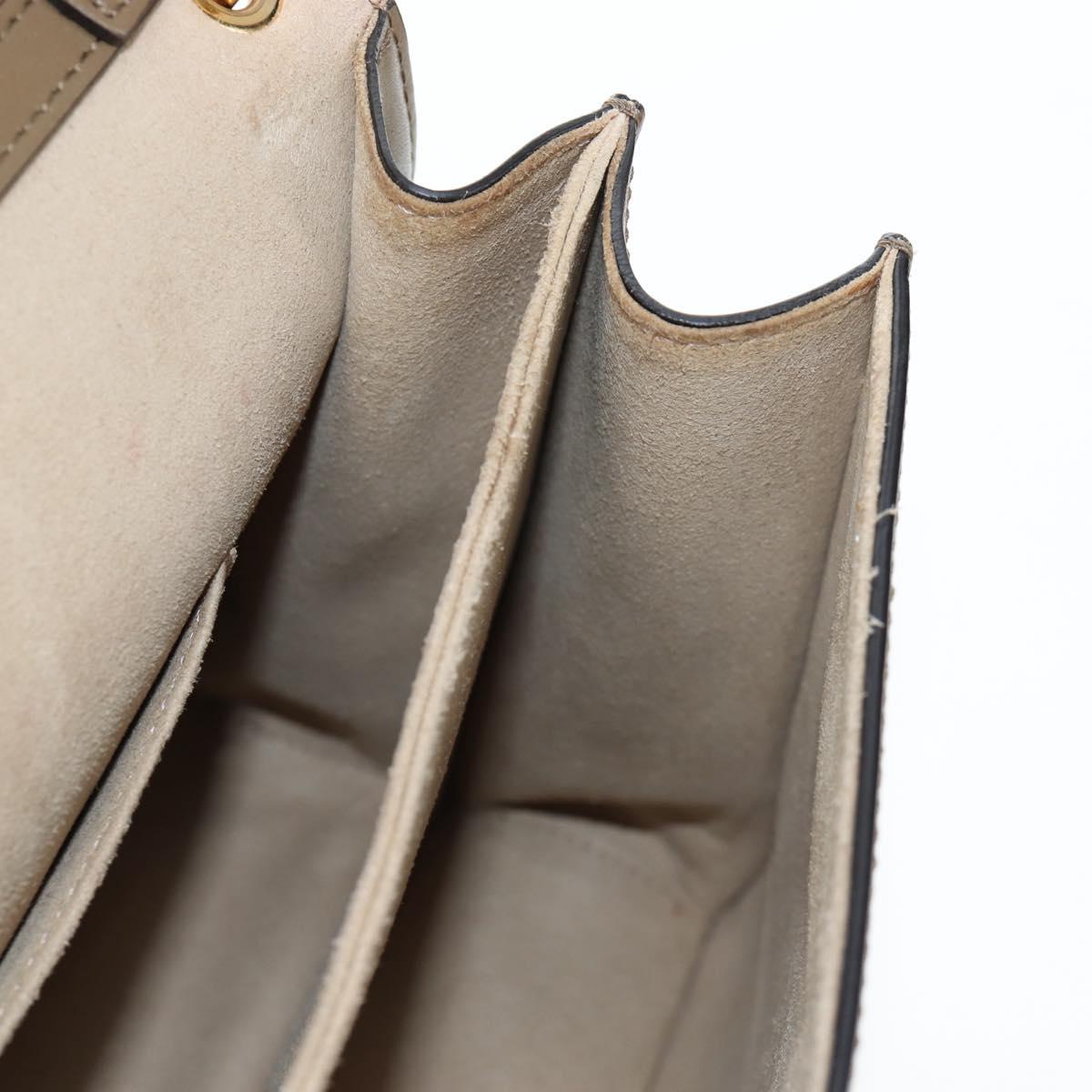 FENDI Zucca Canvas Canai Shoulder Bag Leather 2way Brown Gold Auth 196371M