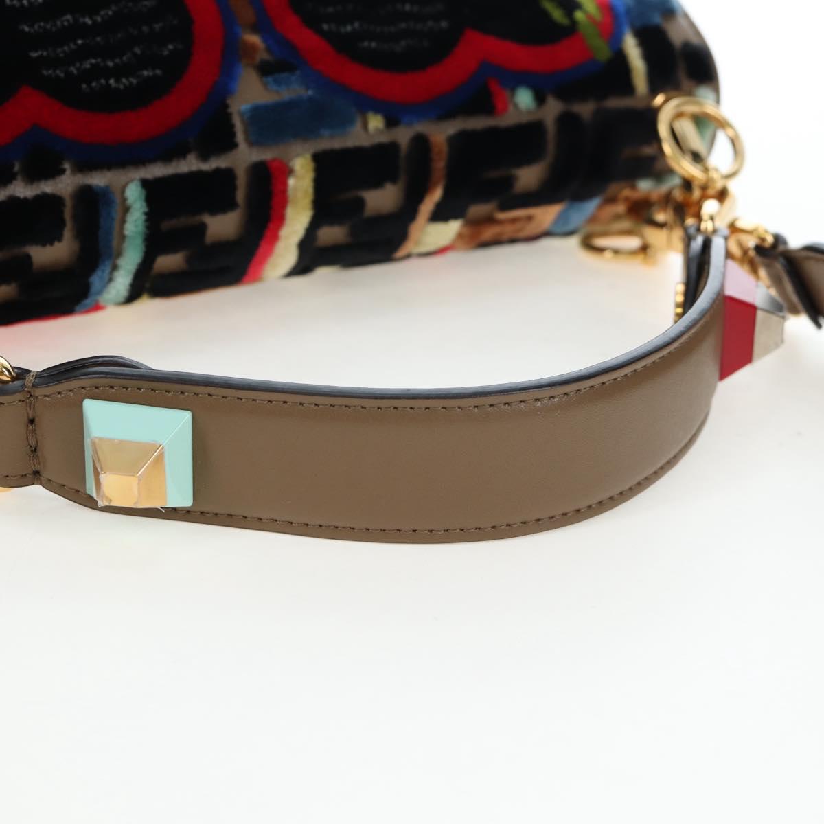 FENDI Zucca Canvas Canai Shoulder Bag Leather 2way Brown Gold Auth 196371M