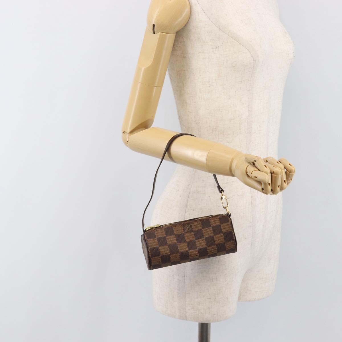 LOUIS VUITTON Damier Ebene Papillon Pouch LV Auth 196374A
