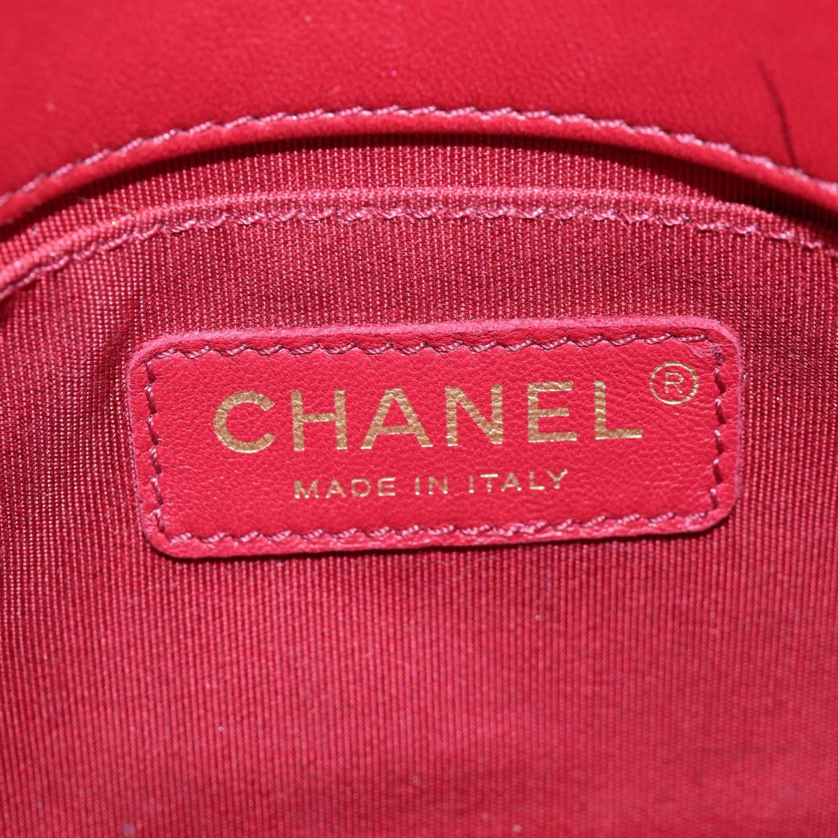 CHANEL Mini Matelasse 20 Chain Bag Lamb Skin 2way Red Gold CC Auth 196377M