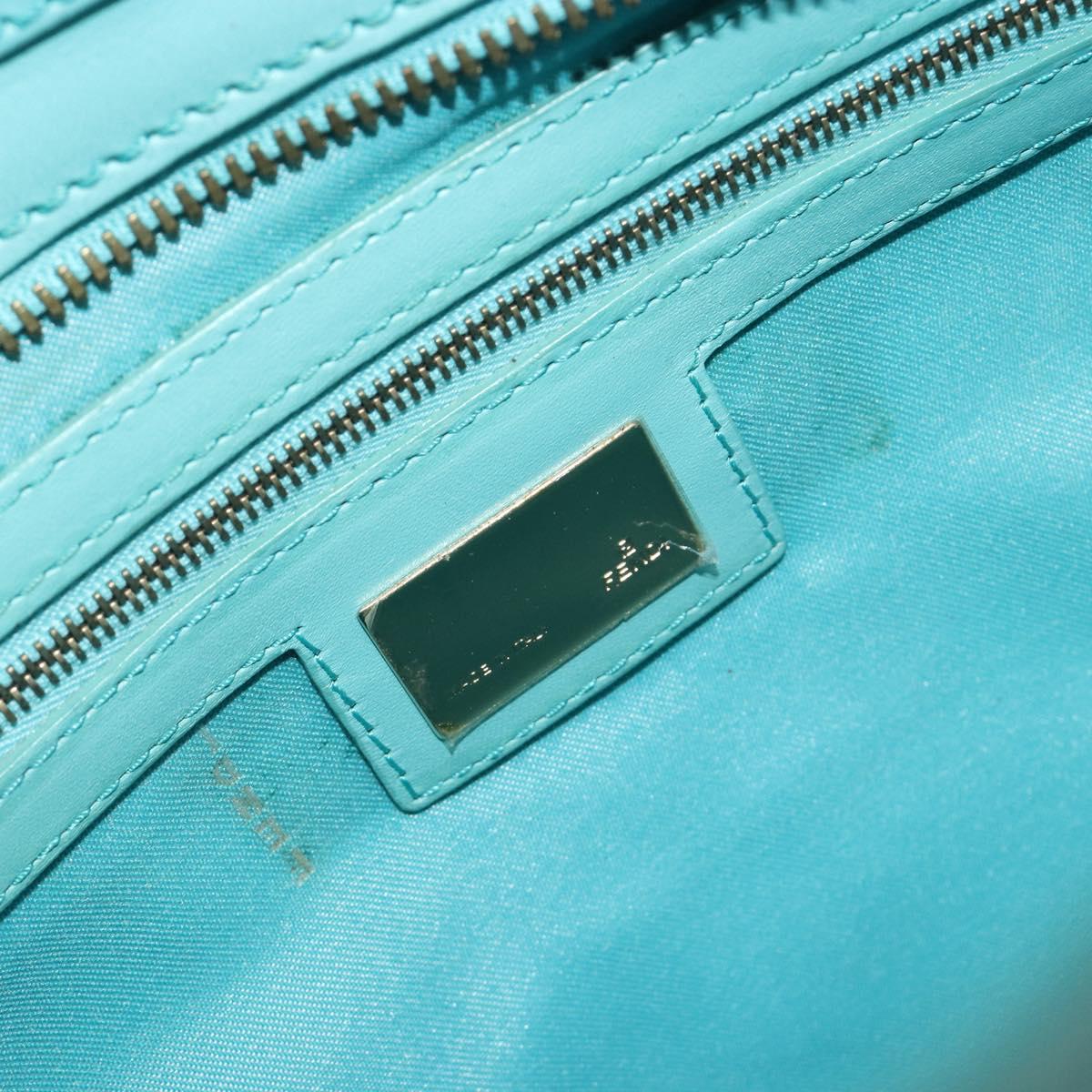 FENDI Hand Bag Raffia Mint Green Gold Auth 196379A