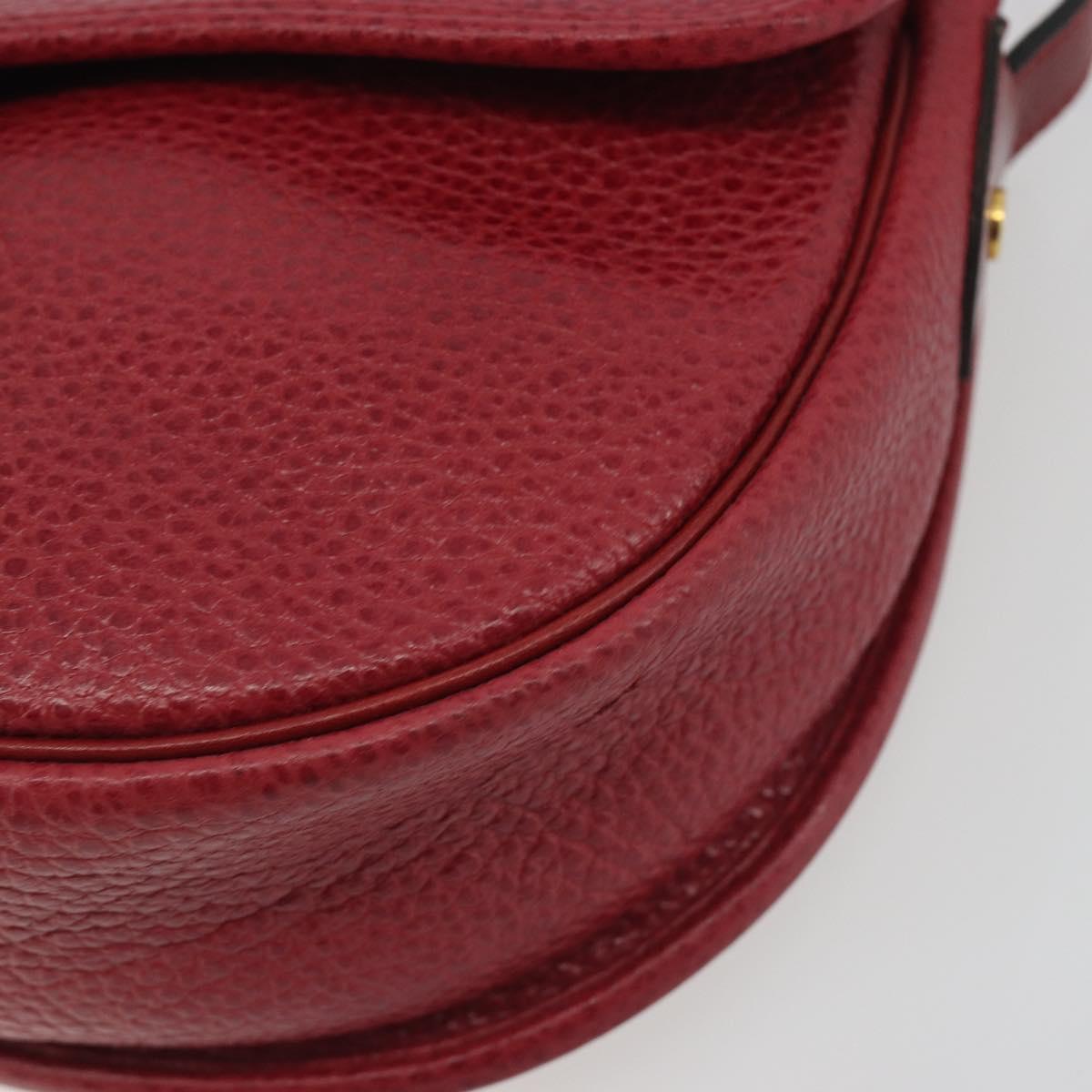 Christian Dior Shoulder Bag Leather Red Gold Auth 196385