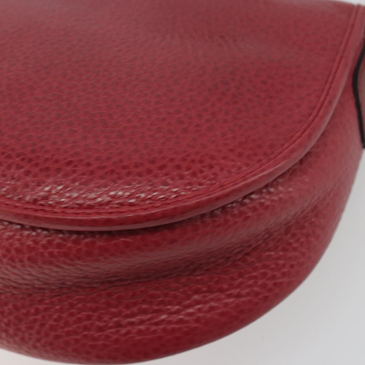 Christian Dior Shoulder Bag Leather Red Gold Auth 196385