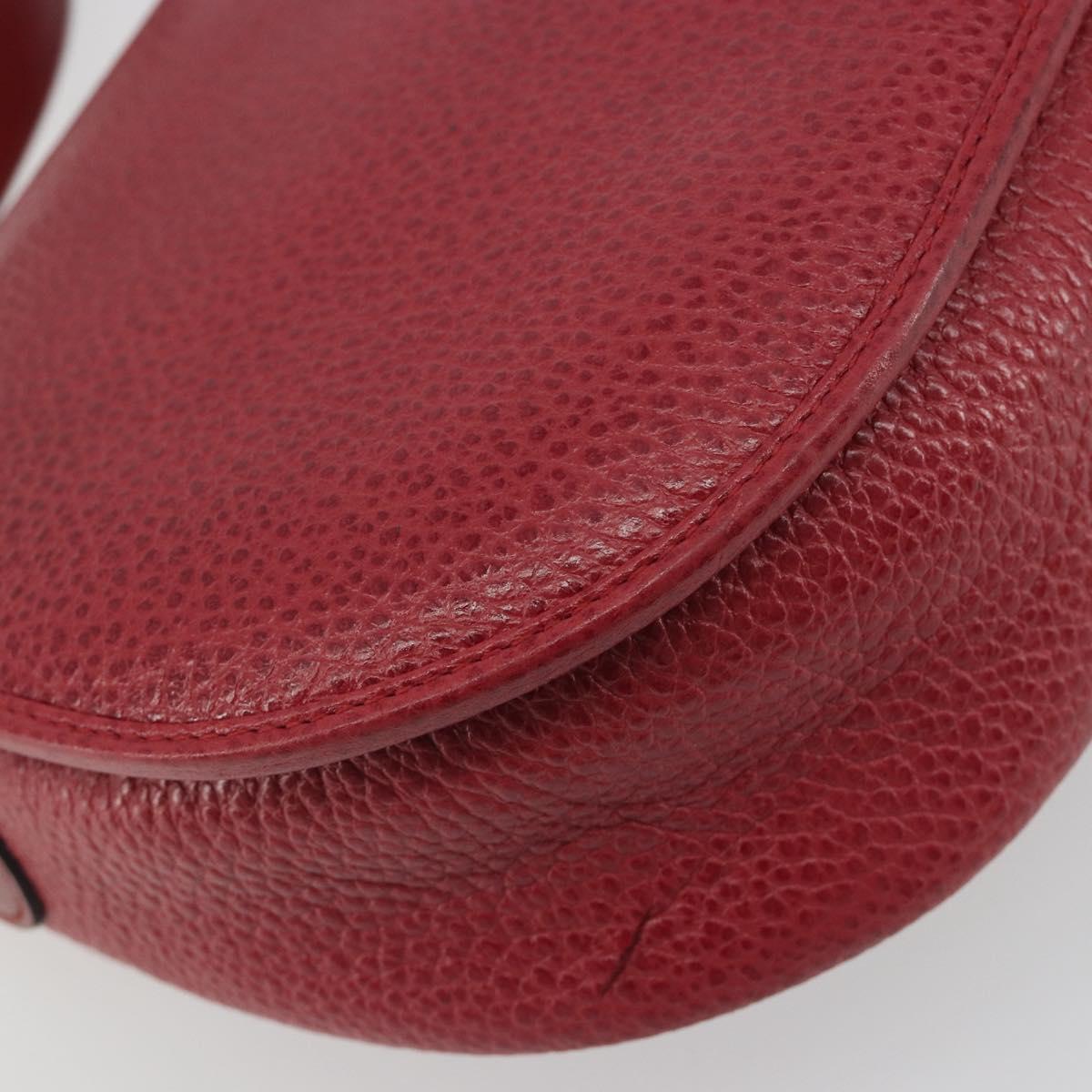 Christian Dior Shoulder Bag Leather Red Gold Auth 196385