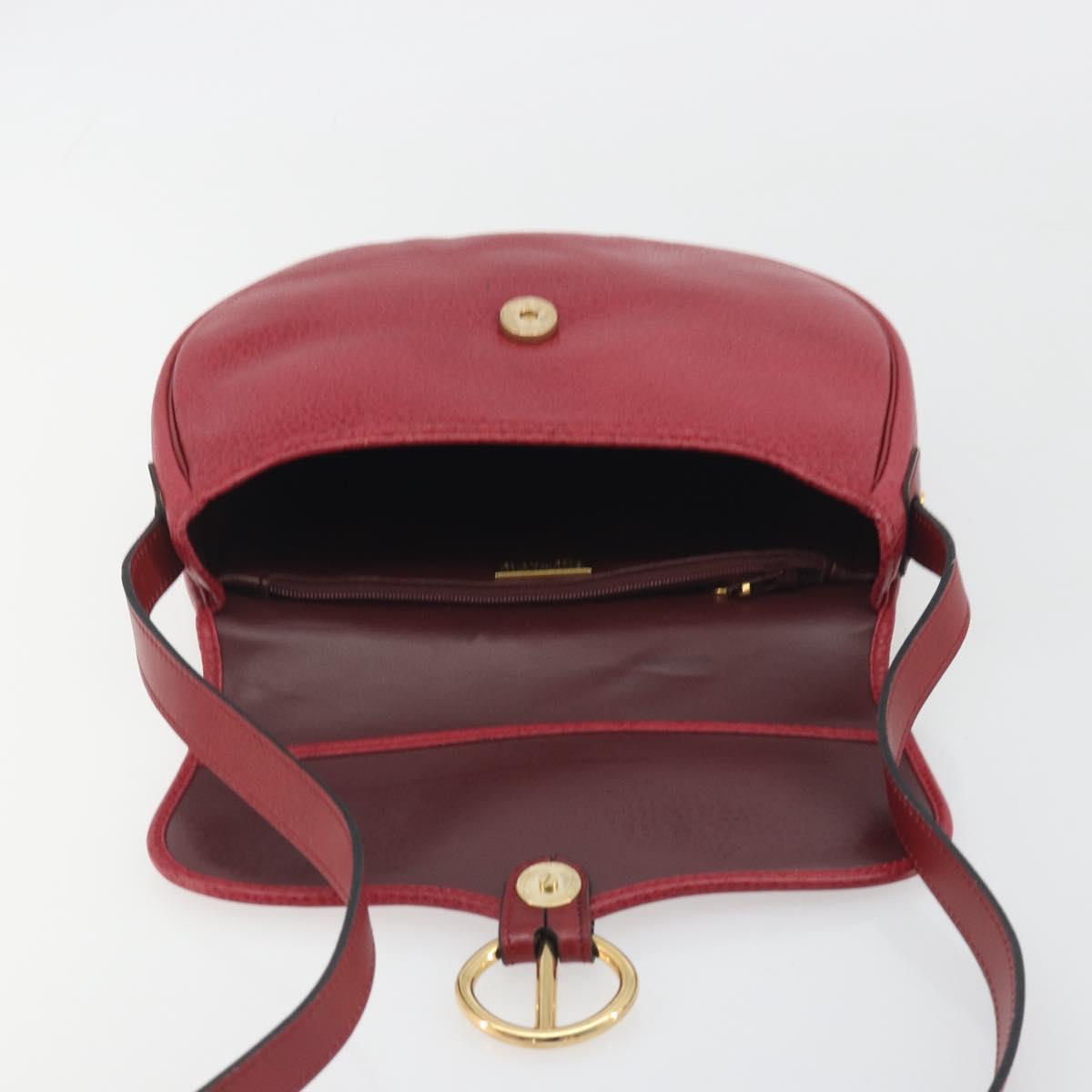 Christian Dior Shoulder Bag Leather Red Gold Auth 196385