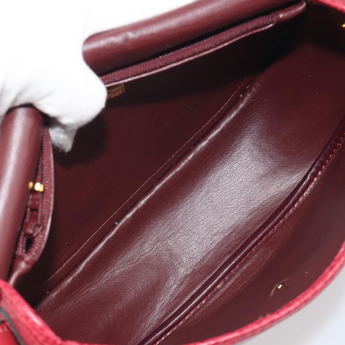 Christian Dior Shoulder Bag Leather Red Gold Auth 196385