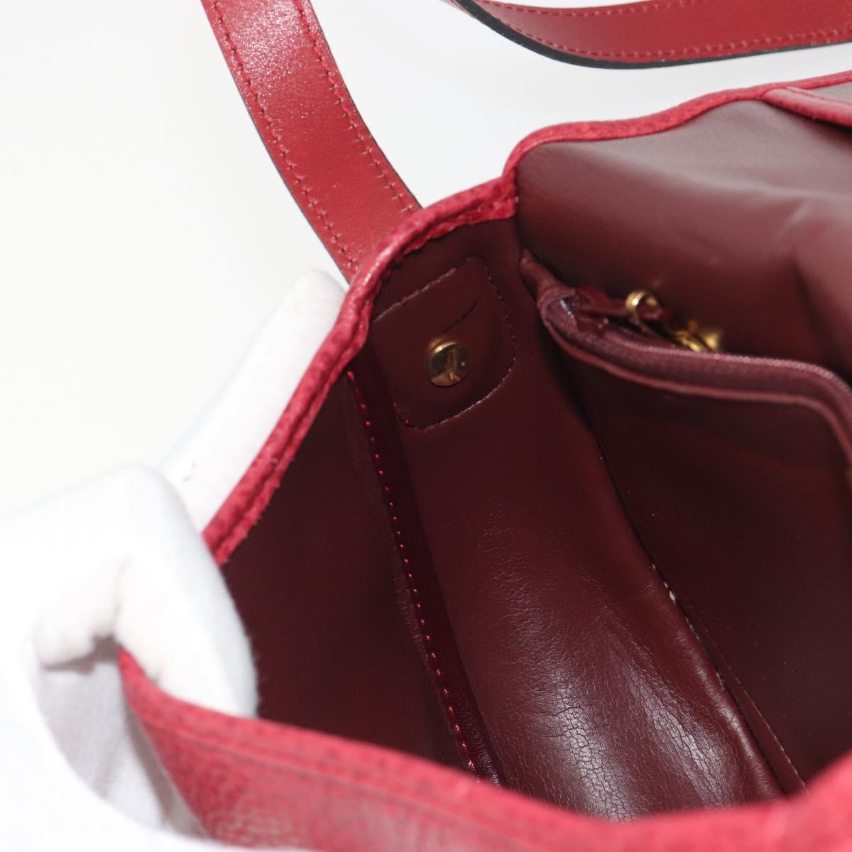 Christian Dior Shoulder Bag Leather Red Gold Auth 196385