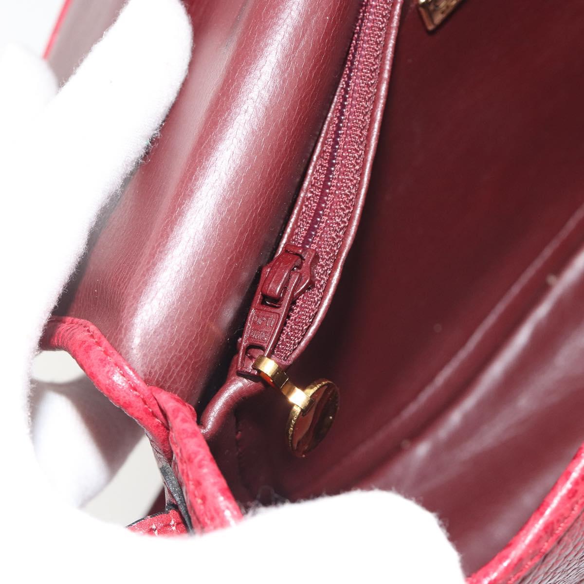 Christian Dior Shoulder Bag Leather Red Gold Auth 196385