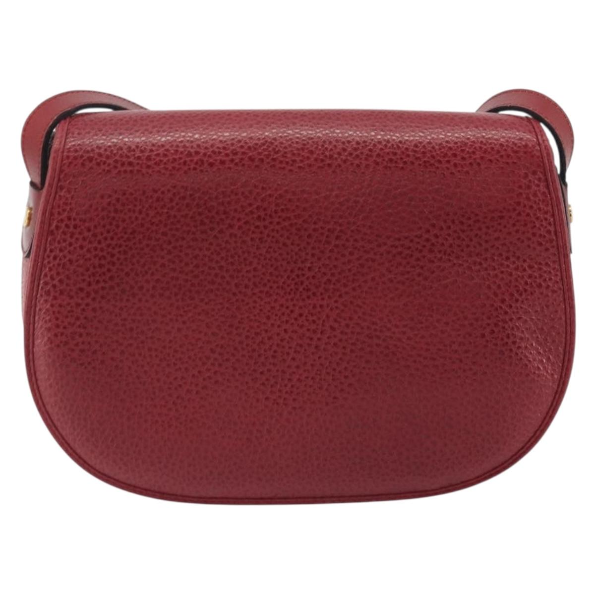 Christian Dior Shoulder Bag Leather Red Gold Auth 196385