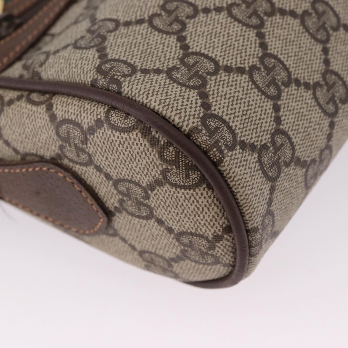 GUCCI GG Supreme Web Sherry Line Bag PVC Beige Gold 119 02 087 Auth 196386