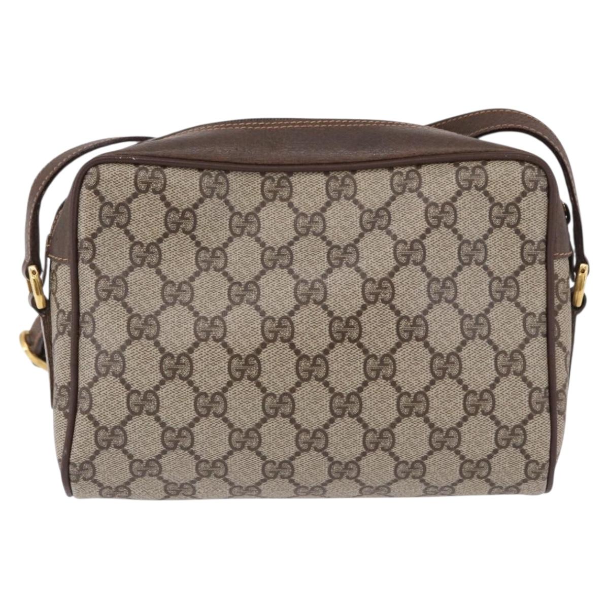 GUCCI GG Supreme Web Sherry Line Bag PVC Beige Gold 119 02 087 Auth 196386