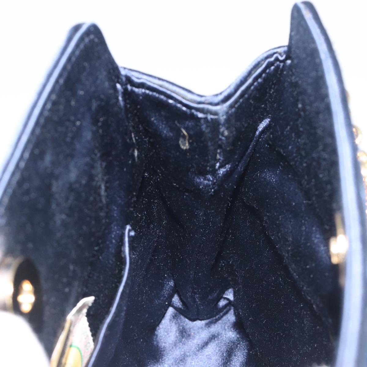 BOTTEGA VENETA INTRECCIATO Chain Bag Satin Velour Navy Gold Auth 196390A