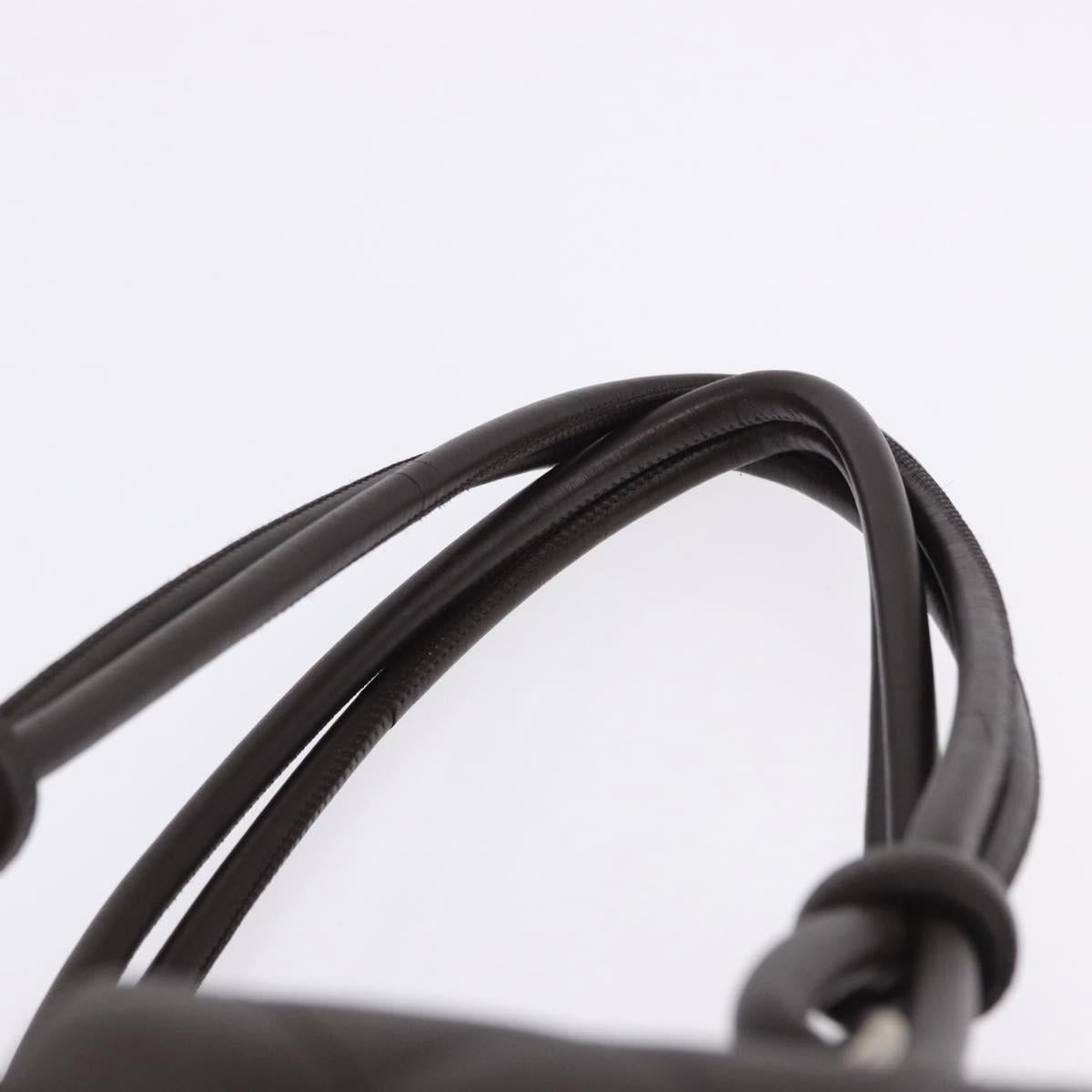 CHANEL Cambon Line Matelasse Hand Bag Leather Brown Silver CC Auth 196397SAV