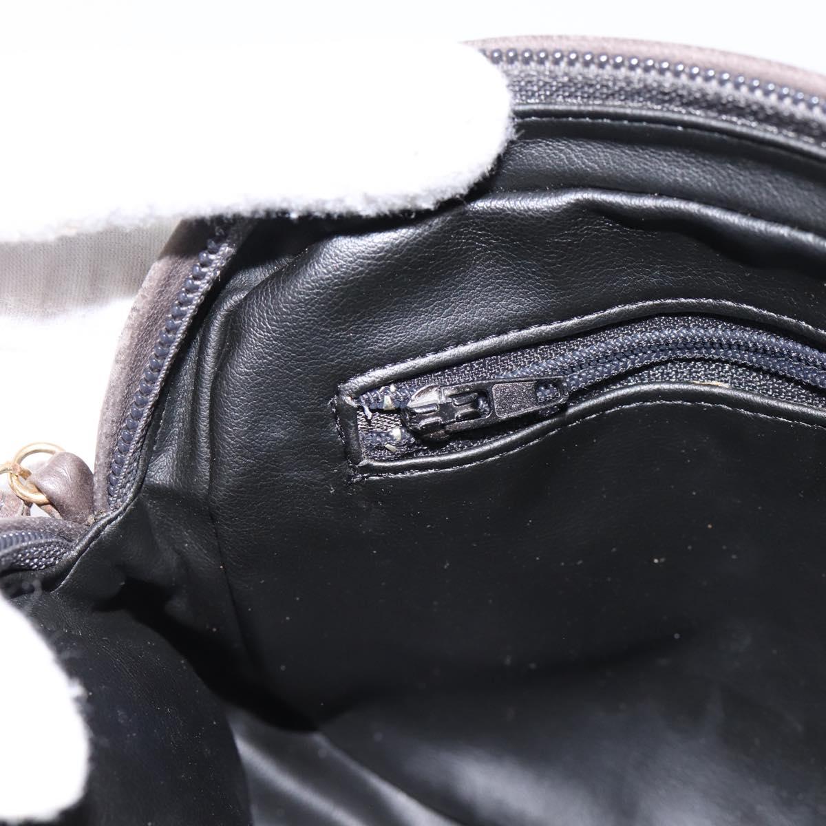 BALLY Chain Shoulder Bag Leather Gray Gold Tone Auth 196399A