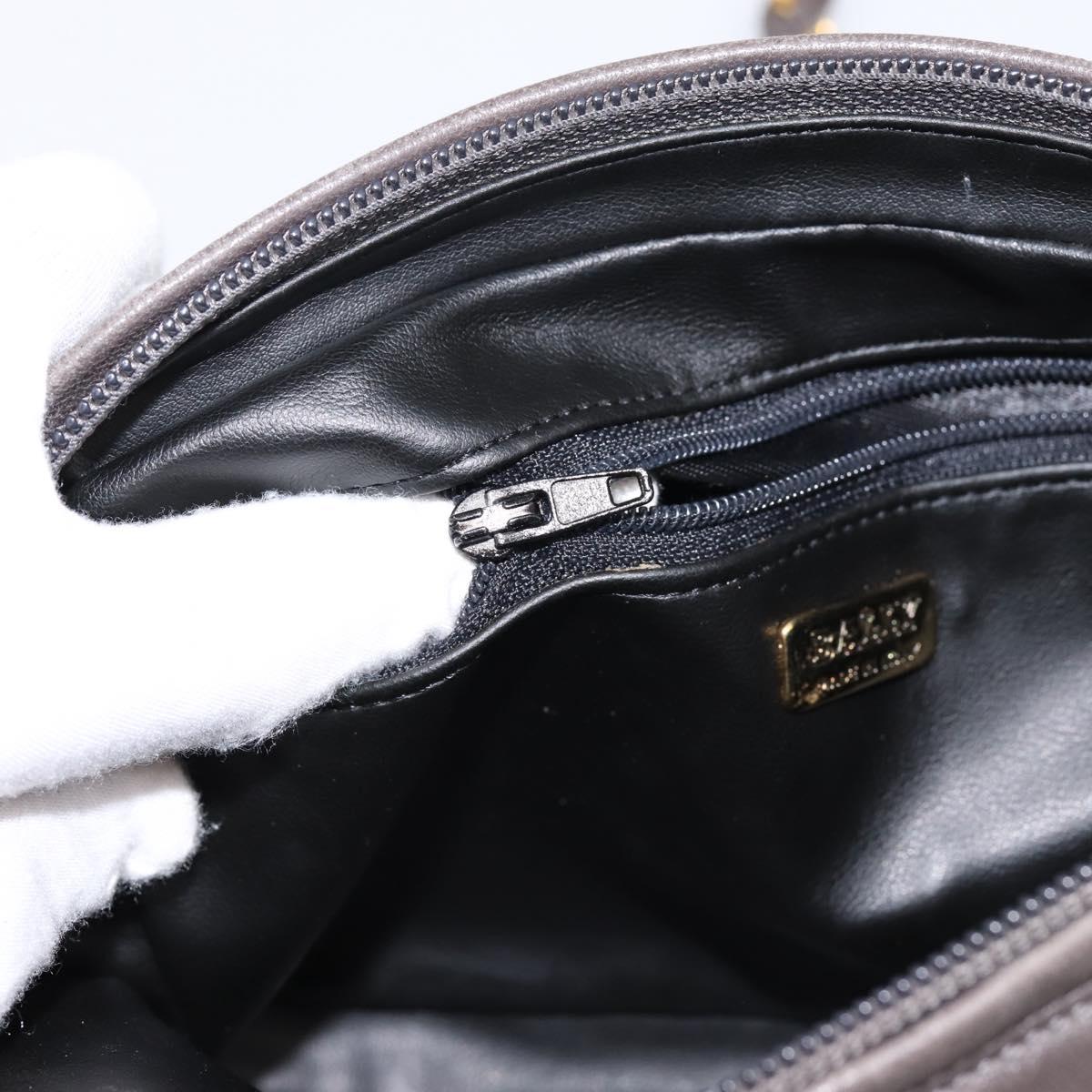 BALLY Chain Shoulder Bag Leather Gray Gold Tone Auth 196399A
