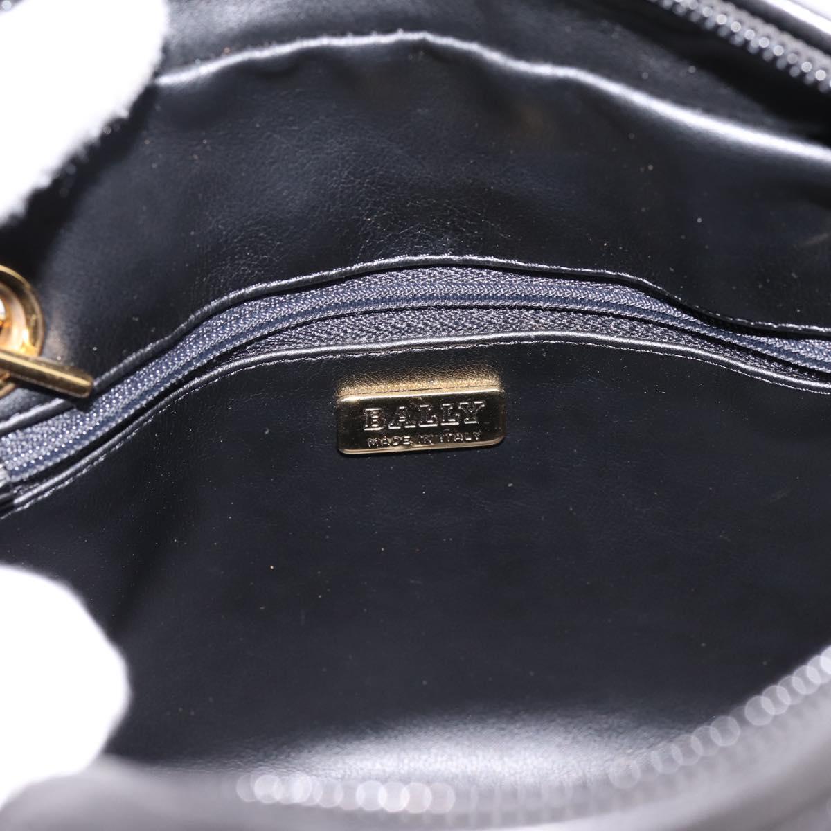 BALLY Chain Shoulder Bag Leather Black Gold Tone Auth 196400A