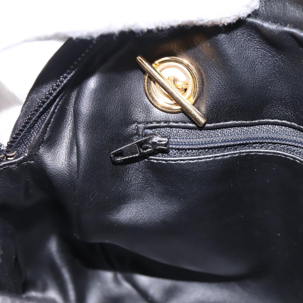 BALLY Chain Shoulder Bag Leather Black Gold Tone Auth 196400A