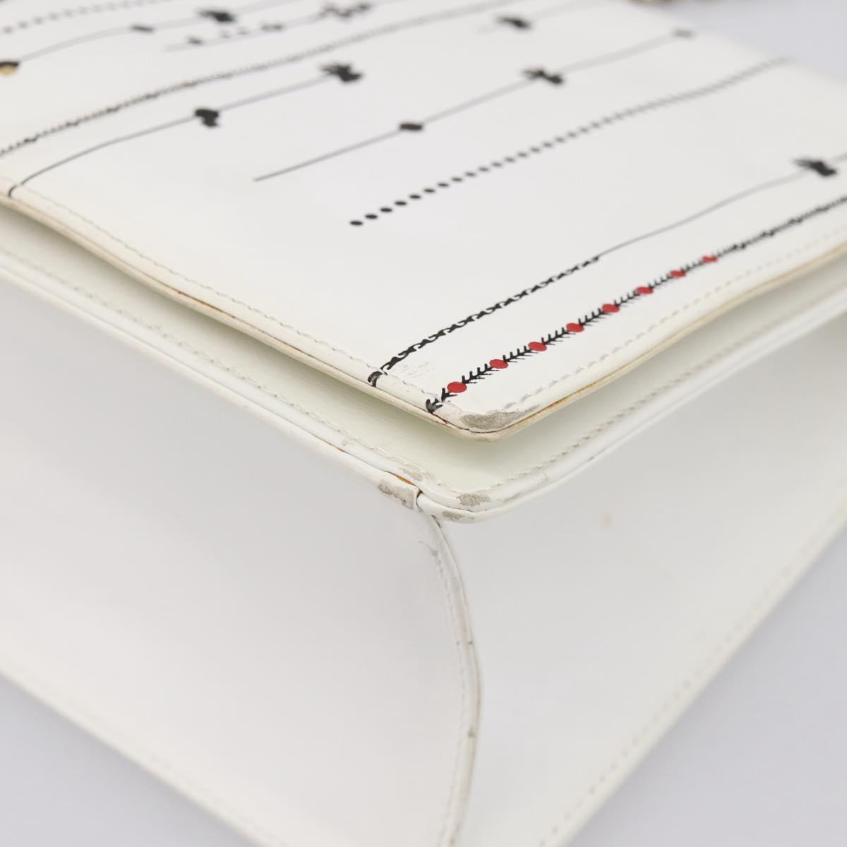 Christian Dior Diorama Chain Shoulder Bag Leather White Silver Auth 196404A