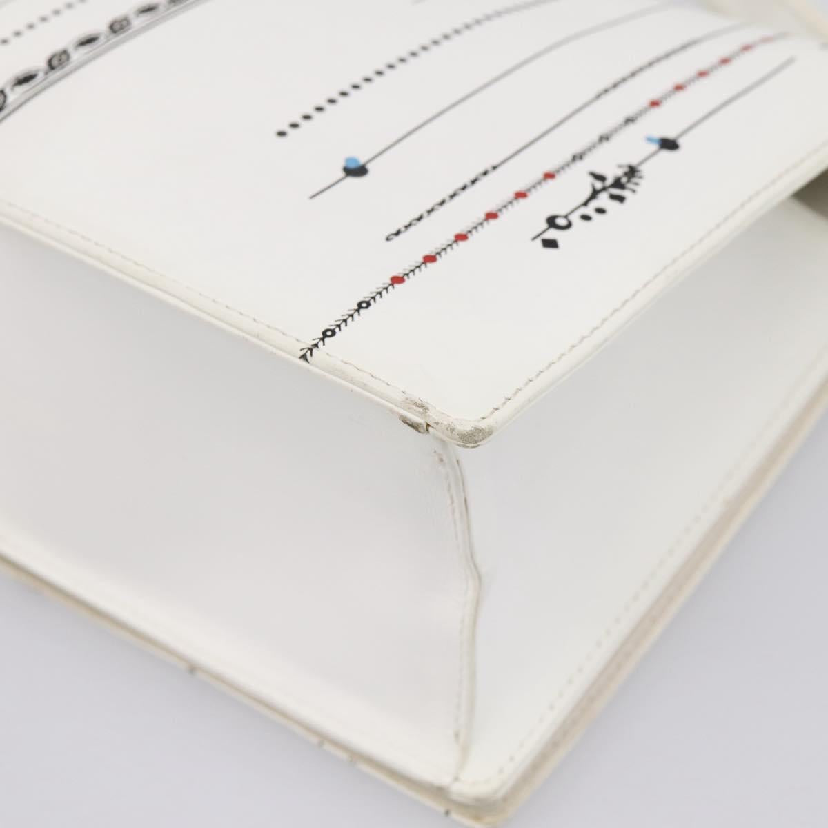 Christian Dior Diorama Chain Shoulder Bag Leather White Silver Auth 196404A
