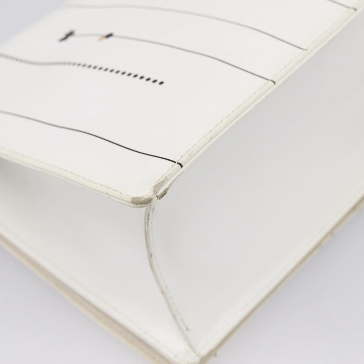 Christian Dior Diorama Chain Shoulder Bag Leather White Silver Auth 196404A
