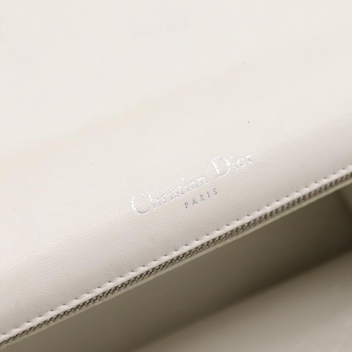 Christian Dior Diorama Chain Shoulder Bag Leather White Silver Auth 196404A