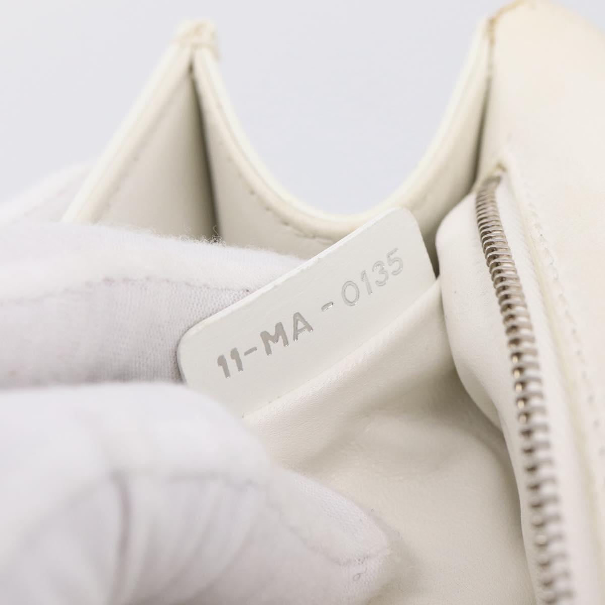 Christian Dior Diorama Chain Shoulder Bag Leather White Silver Auth 196404A