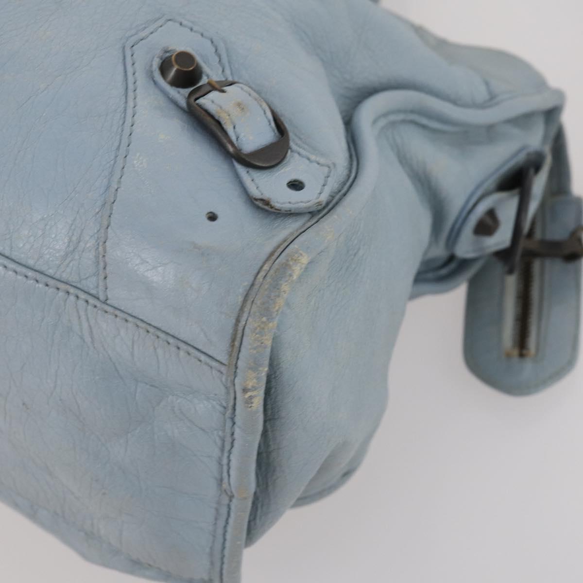 BALENCIAGA The City Hand Bag Leather 2way Light Blue Gold 115478 Auth 196406