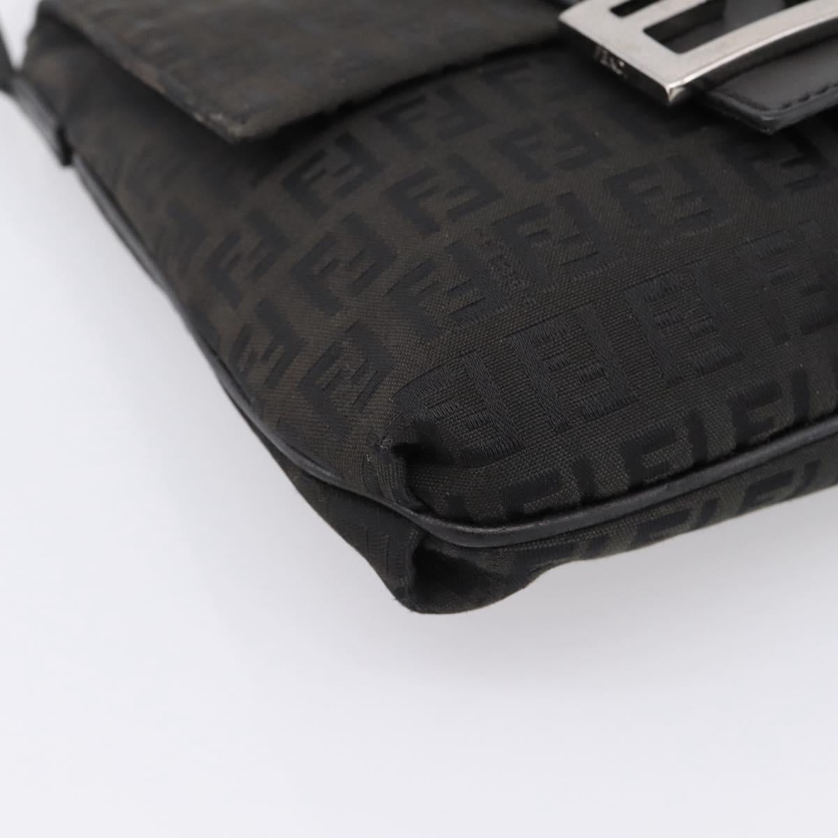 FENDI Zucchino Canvas Mamma Baguette Shoulder Bag Black 8BT075 Auth 196407A