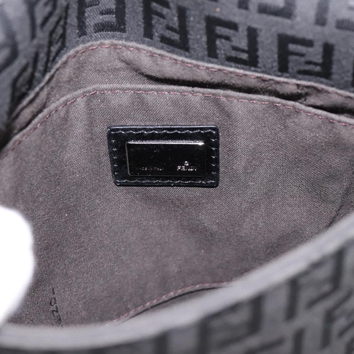 FENDI Zucchino Canvas Mamma Baguette Shoulder Bag Black 8BT075 Auth 196407A